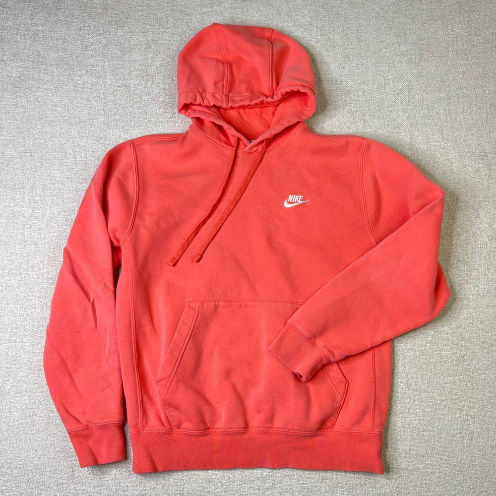 Nike Sportswear Club Fleece Hoodie Mens Small Coral Orange Gym Sports Workout
